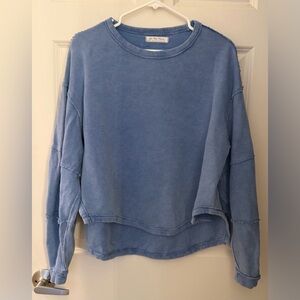 We The Free/Free People Oversized Boxy Fit Boho Long Sleeve, Blue, Size XS